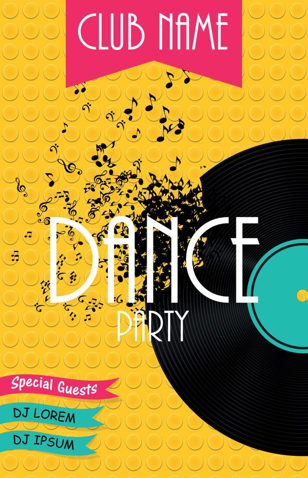 Vertical Dance Party Flyer Background with Place for Your Text. Vector Illustration.