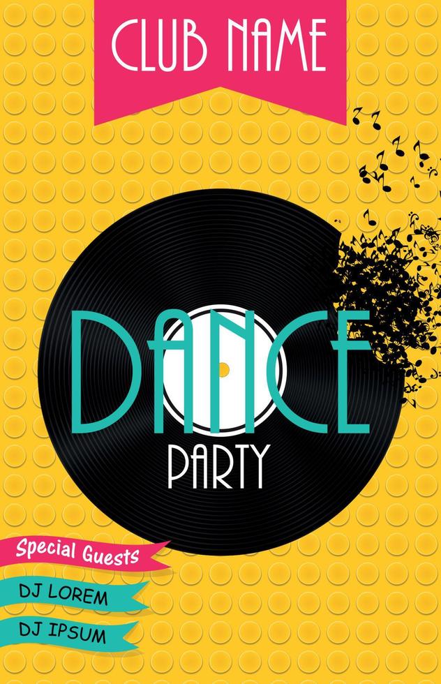 Vertical Dance Party Flyer Background with Place for Your Text. Vector Illustration.