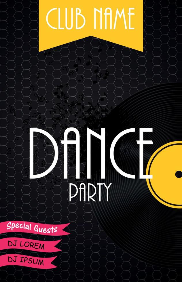 Vertical Dance Party Flyer Background with Place for Your Text. Vector Illustration