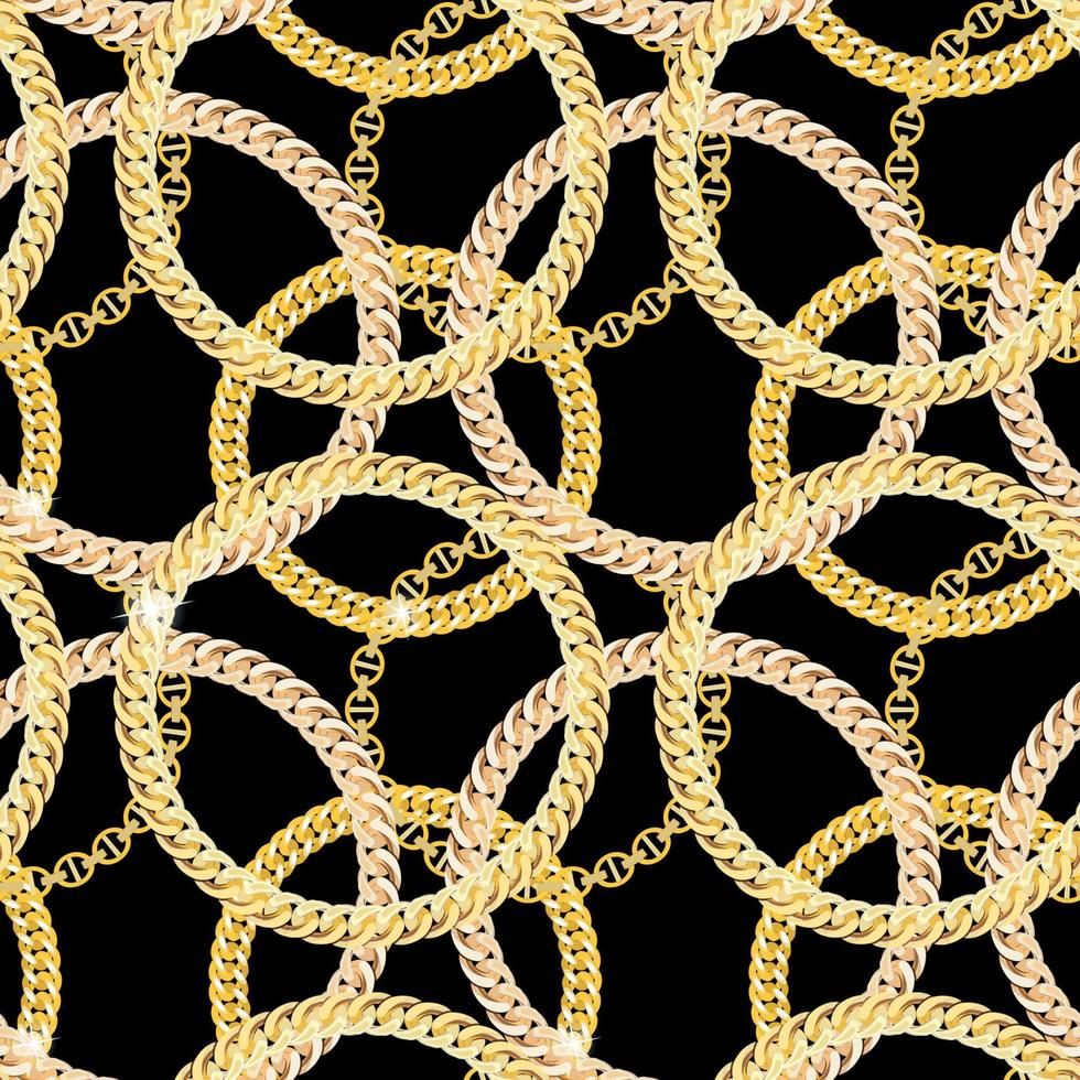 Gold Chain Jewelry Seamless Pattern Background. Vector Illustration