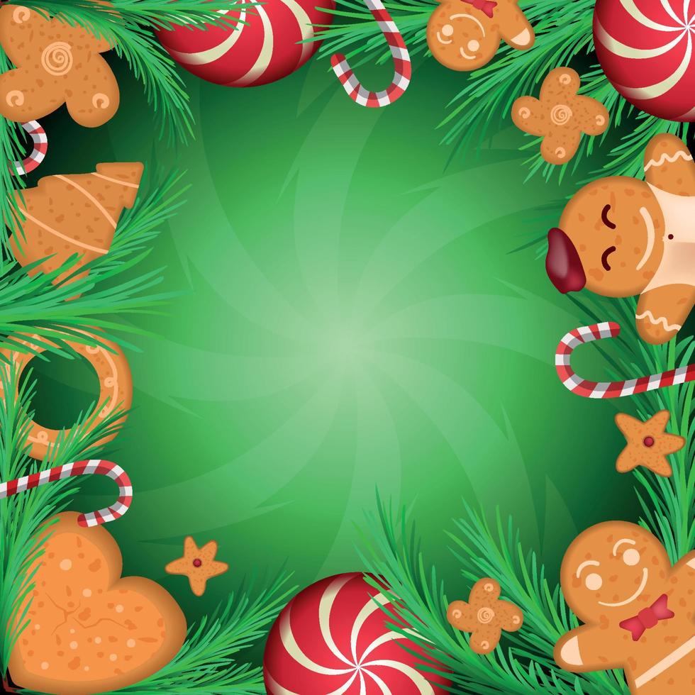 Cute Gingerbread Cookies for Christmas Background vector
