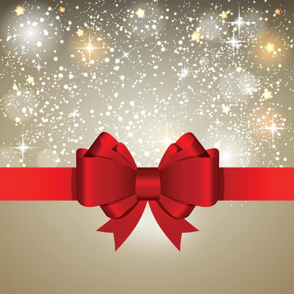 Abstract Glossy Star Background with Bow and Ribbon Vector Illustration