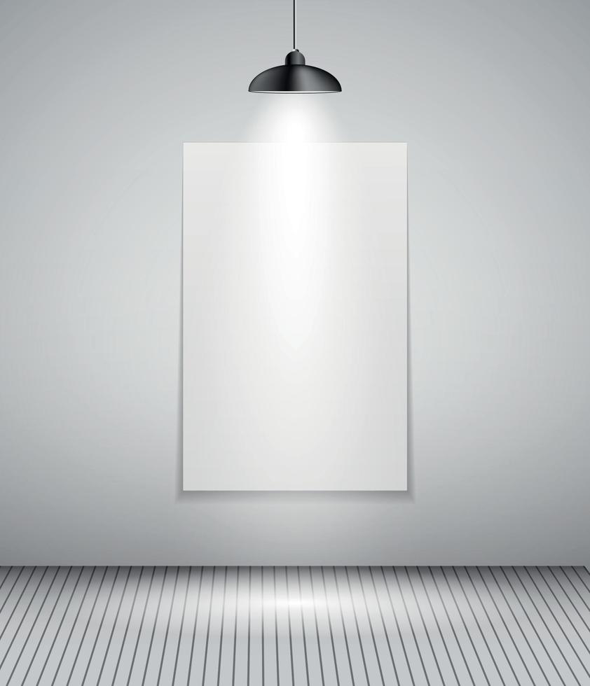 Background with Lighting Lamp and Frame. Empty Space for Your Text or Object vector