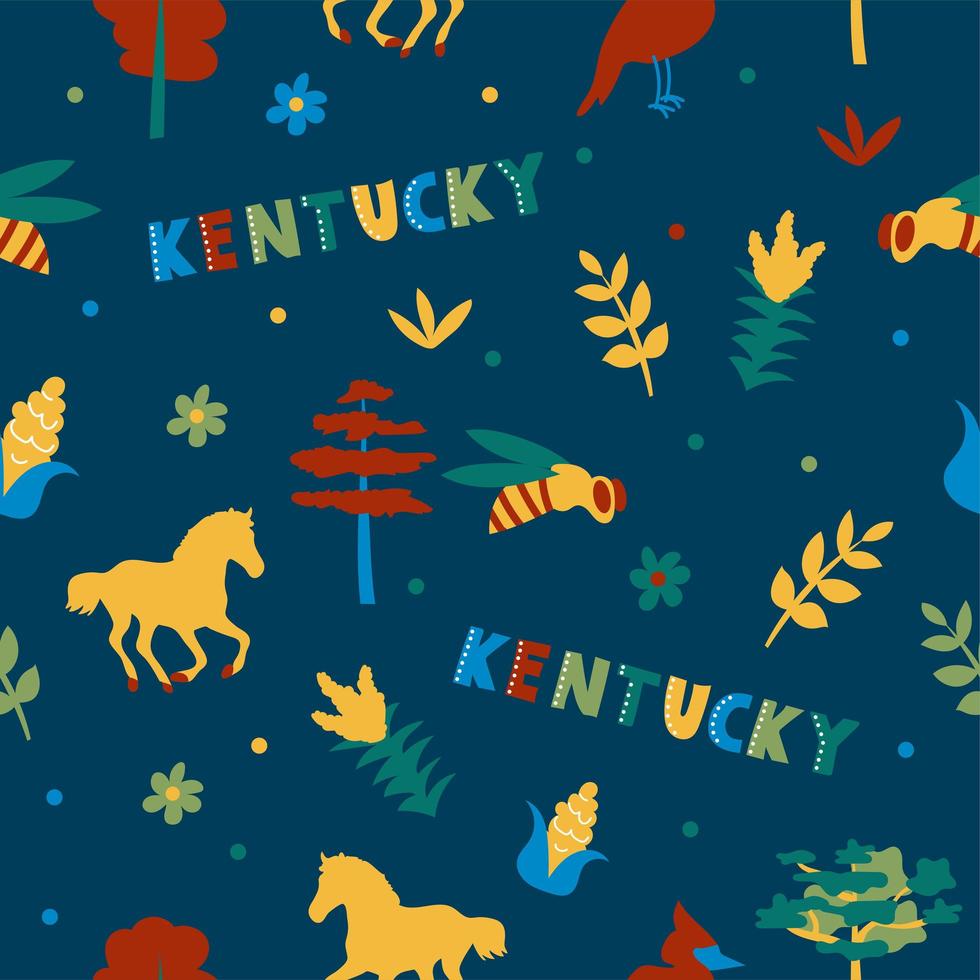 USA collection. Vector illustration of Kentucky theme. State Symbols