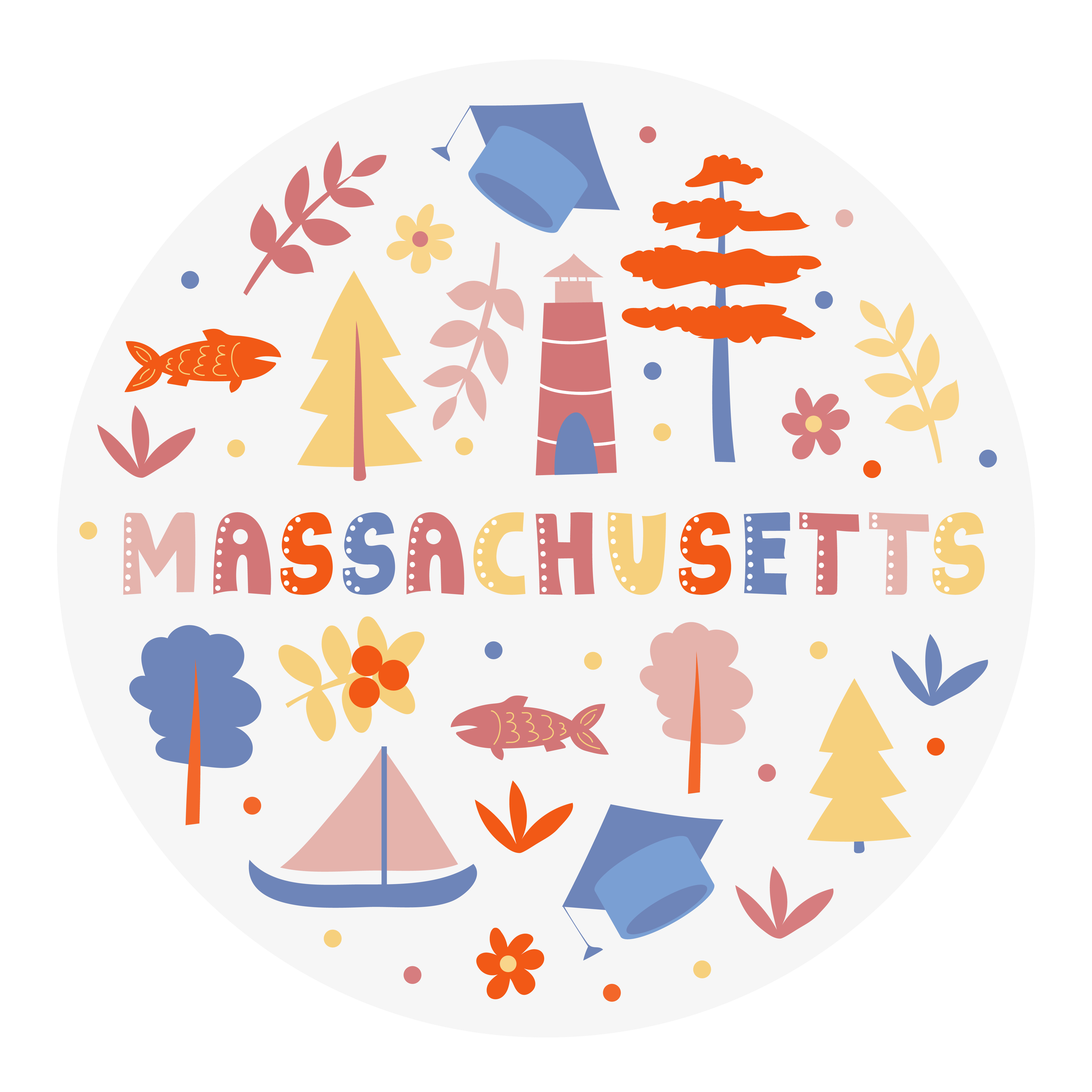 USA collection. Vector illustration of Massachusetts theme. State