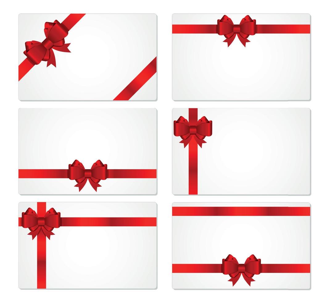 Gift Card with Bow and Ribbon Vector Illustration