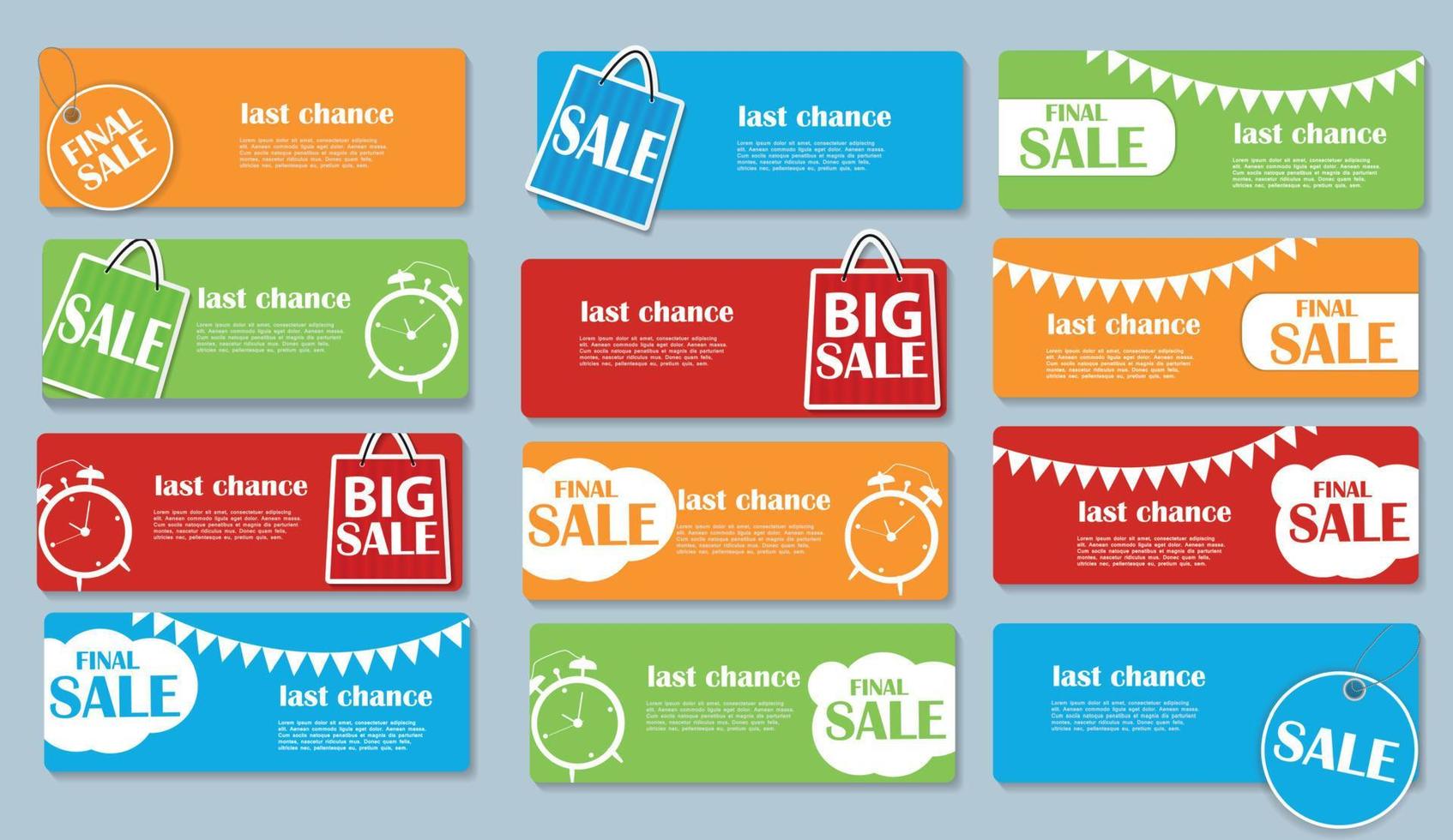 Sale Banner Set with Place for Your Text. Vector Illustration