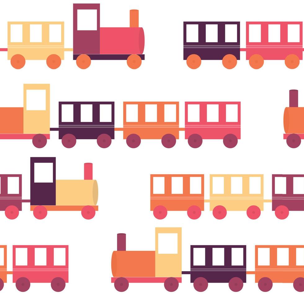 Children's Train Seamless Pattern Vector Illustration