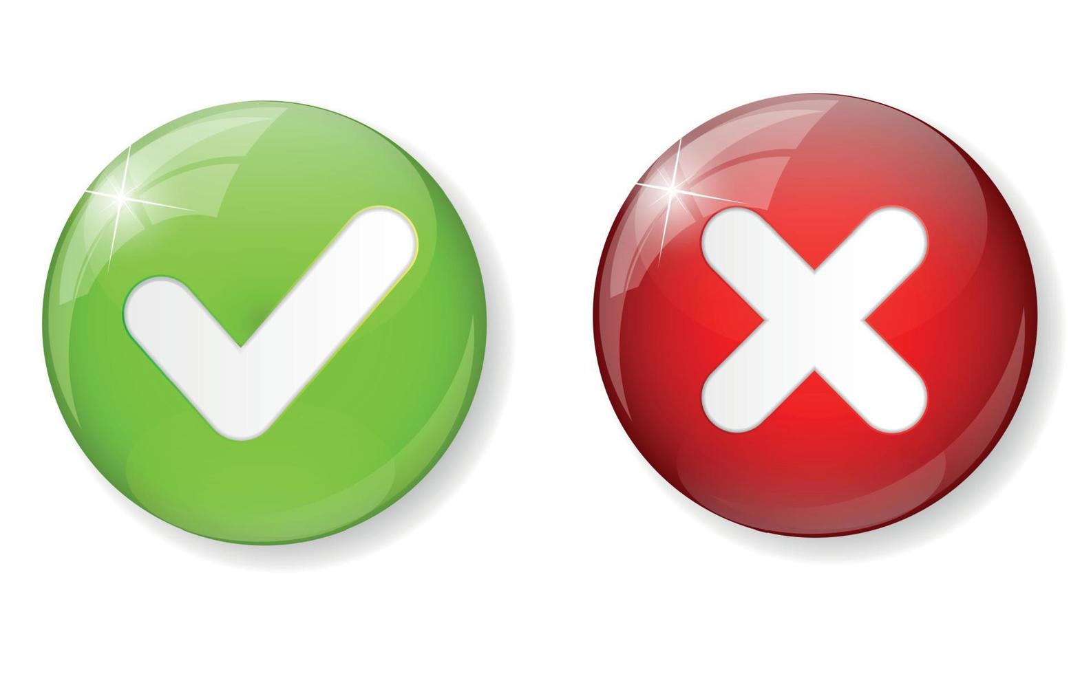 Red and Green Check Mark Icon Button Vector Illustration