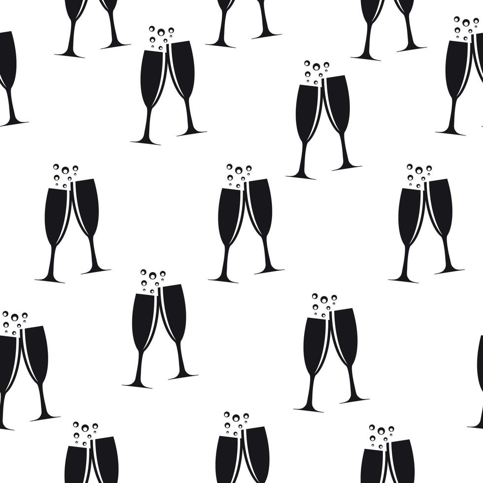 Two Glasses of Champagne Silhouette Seamless Pattern Background Vector Illustration