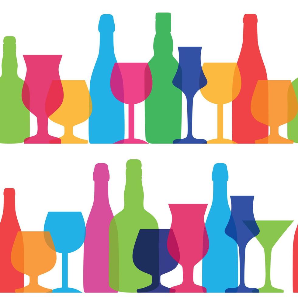 Vector Illustration of Silhouette Alcohol Bottle Seamless Pattern Background