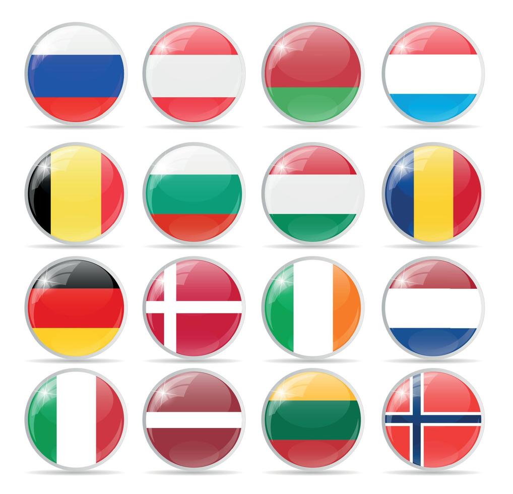 Round Flag Icon Vector Illustration
