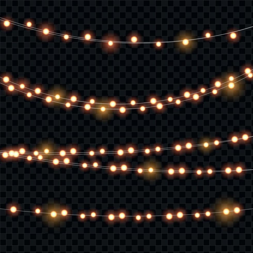 Abstract Ligth Bulb Garland on Transparent Background Vector Illustration