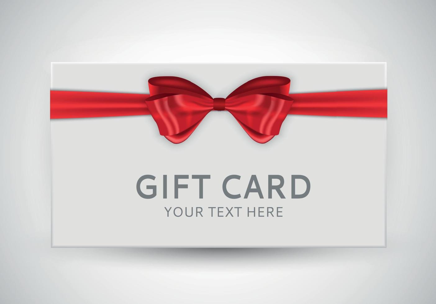 Gift Card Template with Bow and Ribbon Vector Illustration