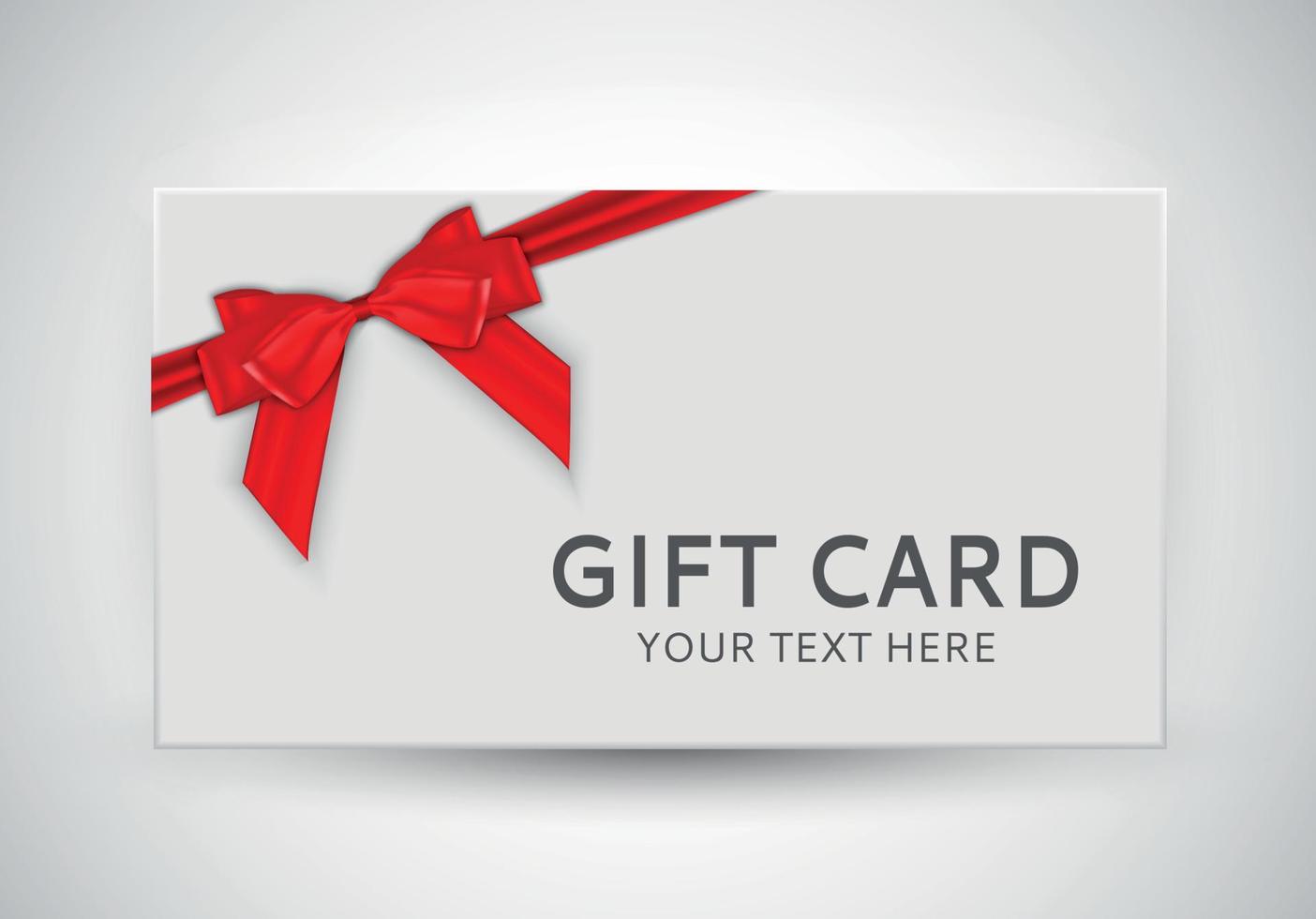 Gift Card Template with Bow and Ribbon Vector Illustration