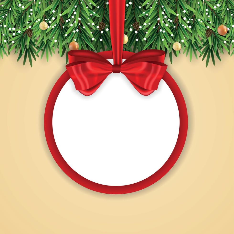 Abstract Holiday New Year and Merry Christmas Background with Frame and Bow. Vector Illustration