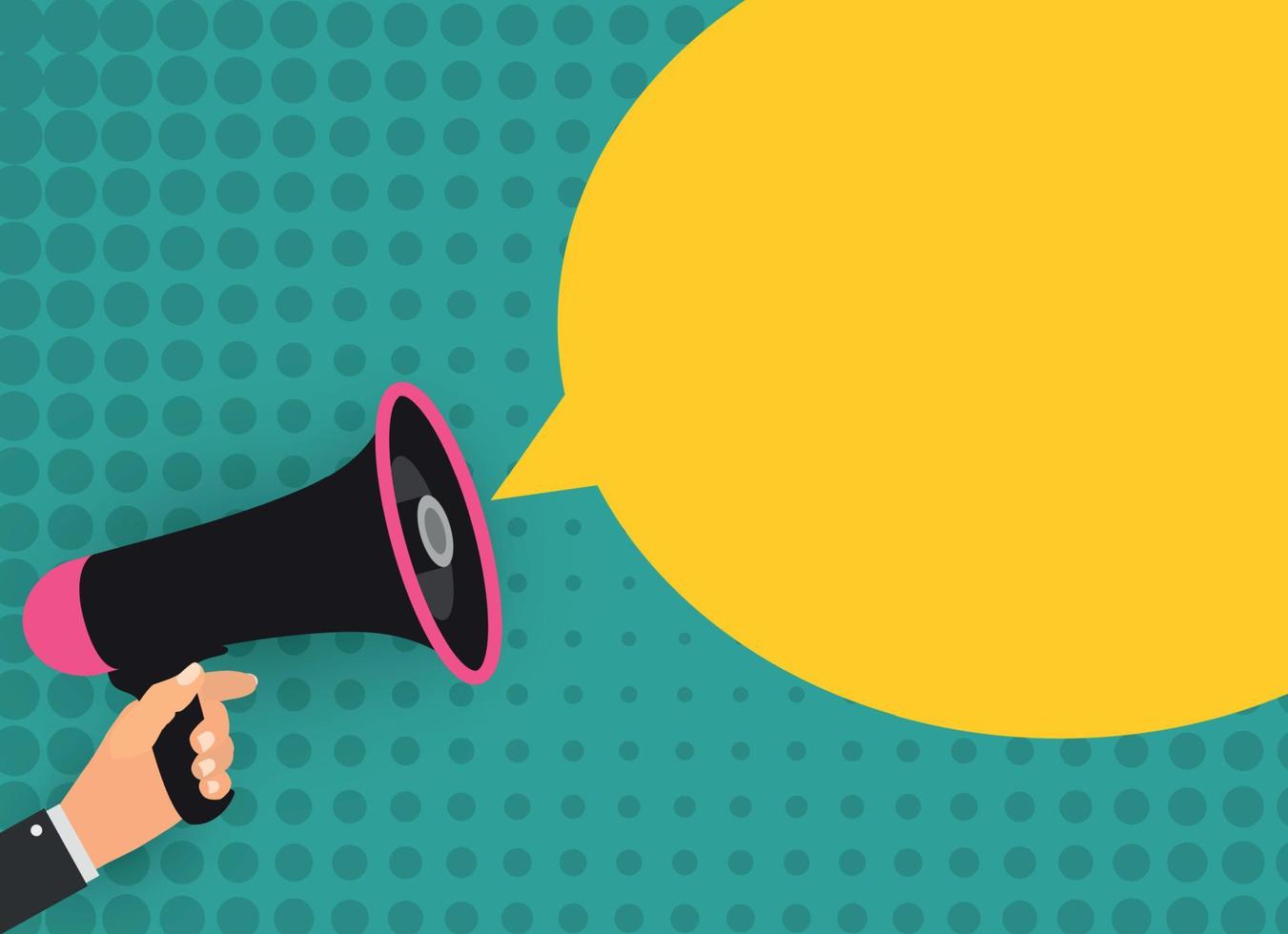 Megaphone with speech bubble. Vector Illustration