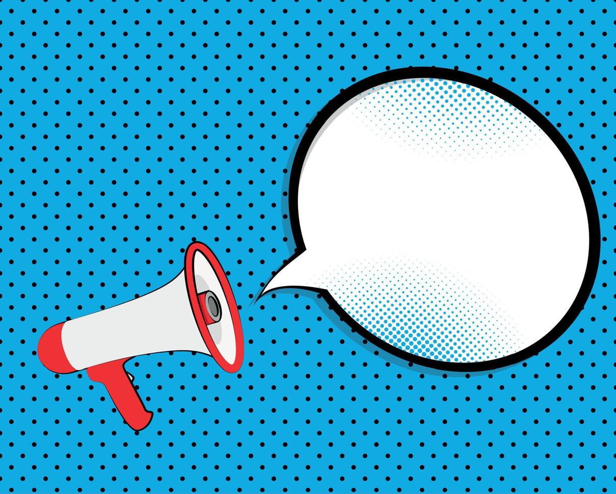 Megaphone with speech bubble. Vector Illustration