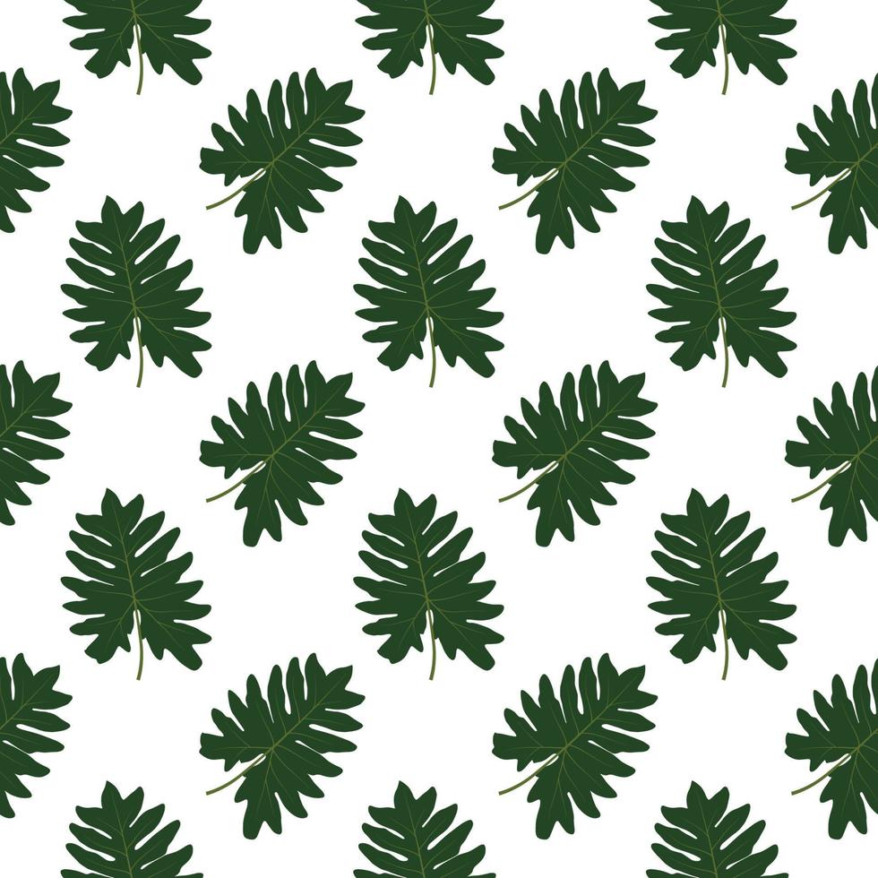 Silhouette of leaf Trees on White Background. Seamless pattern. Vector Illustration