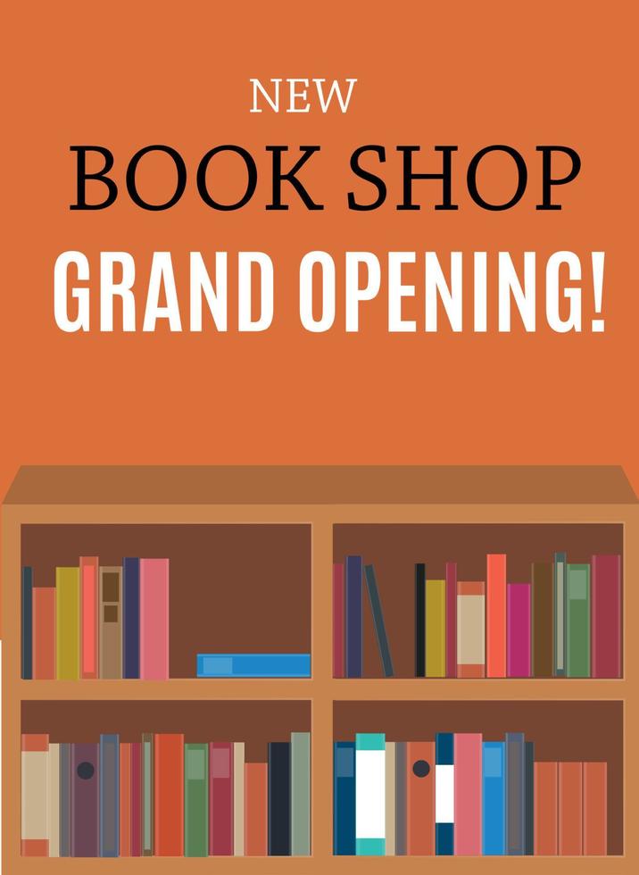 New Book Shop Grand Opening Background. Vector Illustration