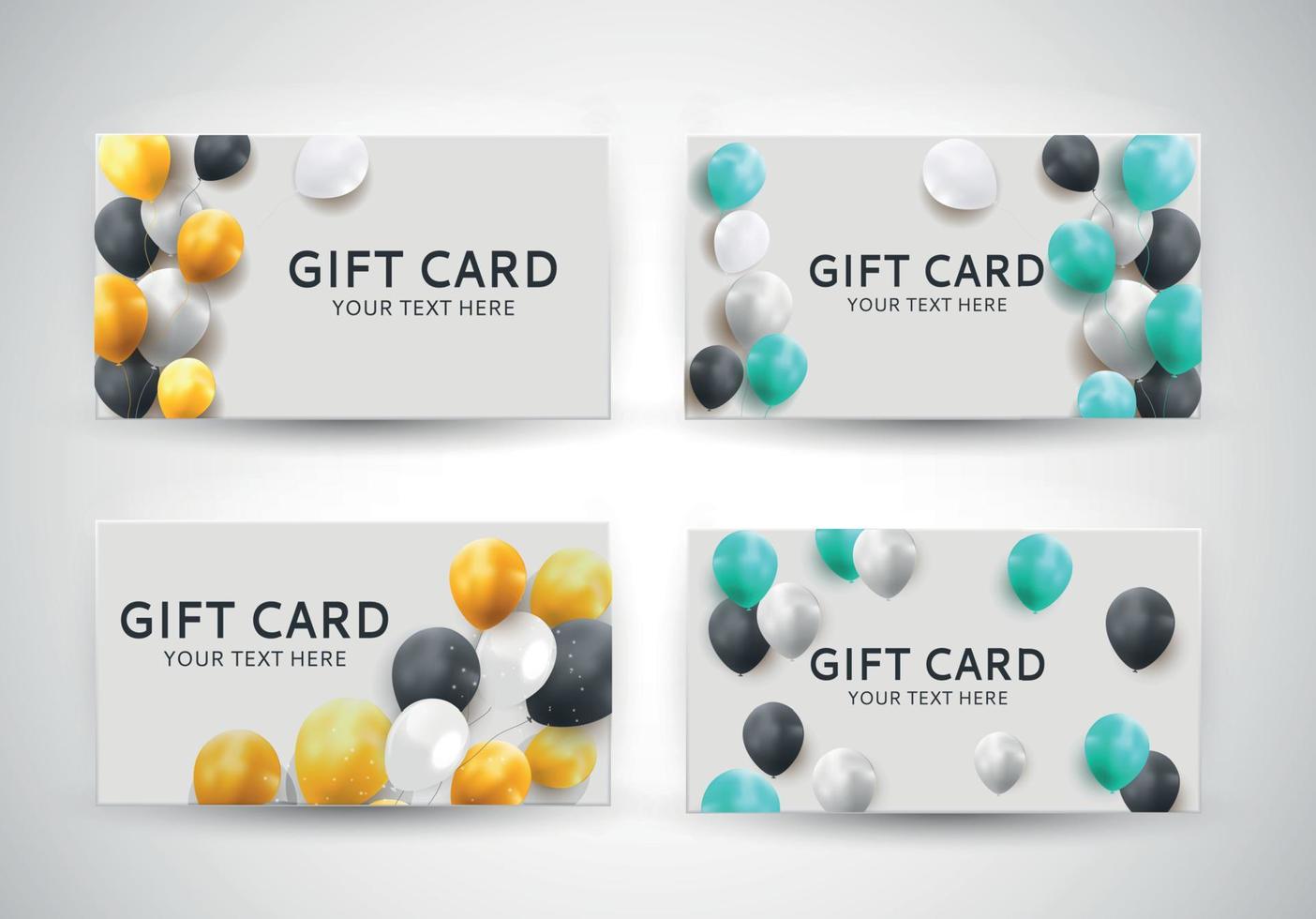 Gift Card Template with Balloons Vector Illustration