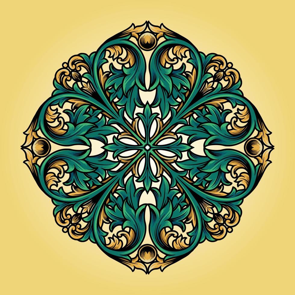 Mandala Tropical Ornaments Classic Illustrations vector