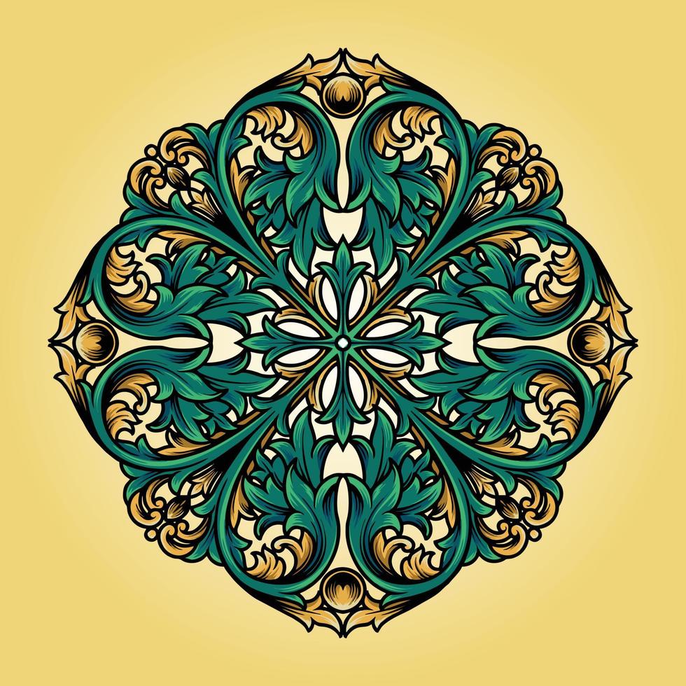 Mandala Tropical Ornaments Classic Illustrations vector