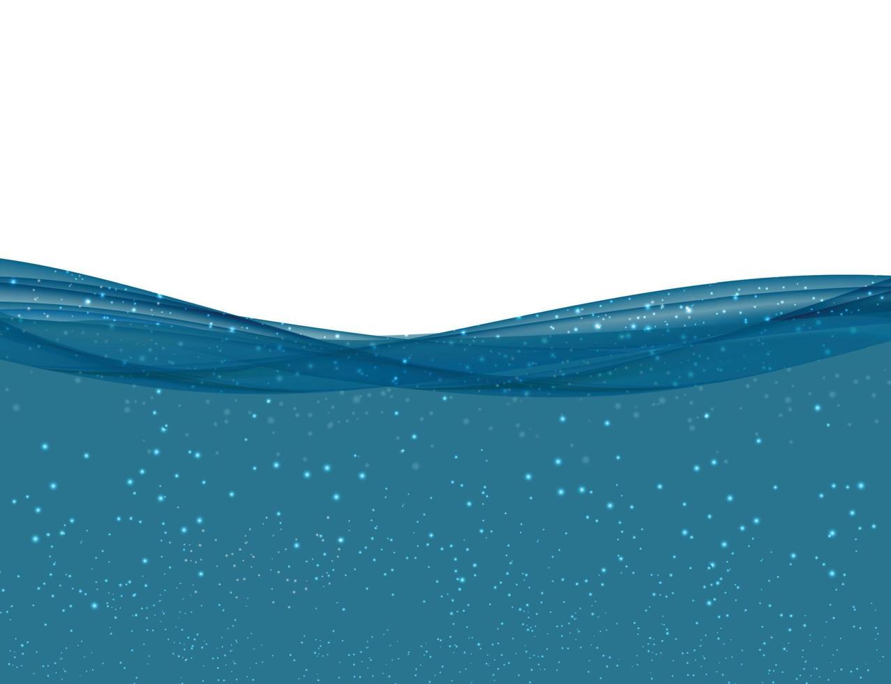 Abstract Blue underwater ocean Wave on Transparent Background. Vector Illustration