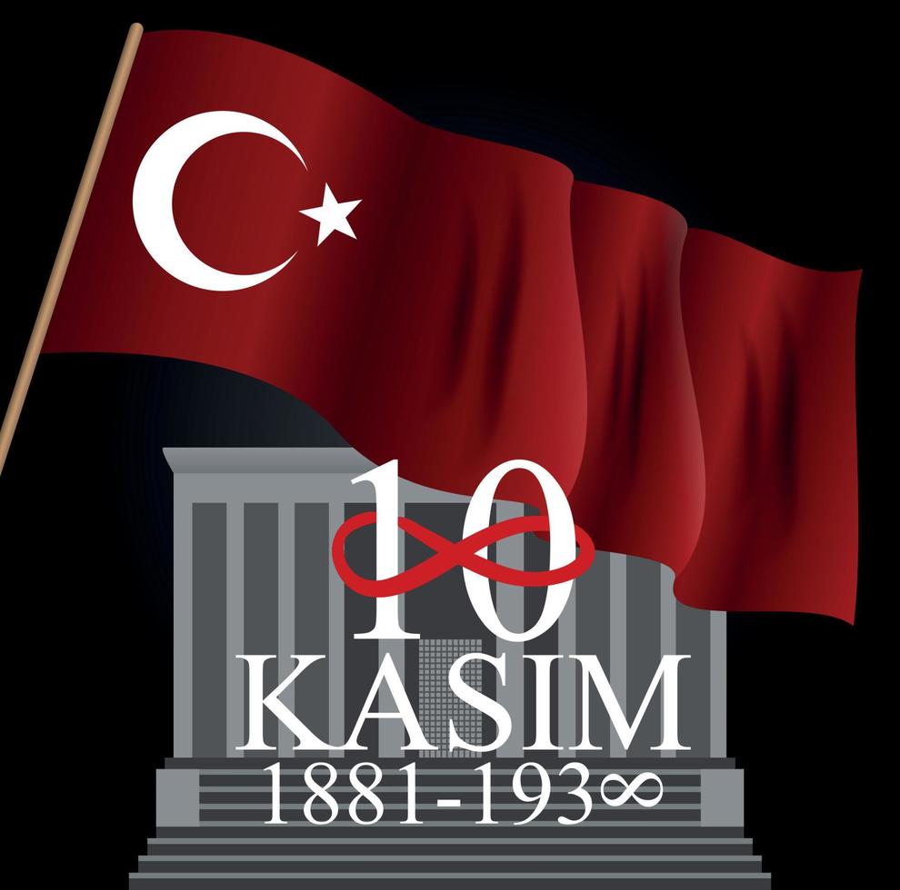 10 November founder of the Republic of Turkey Mustafa Kemal Ataturk death anniversary. November 10, vector