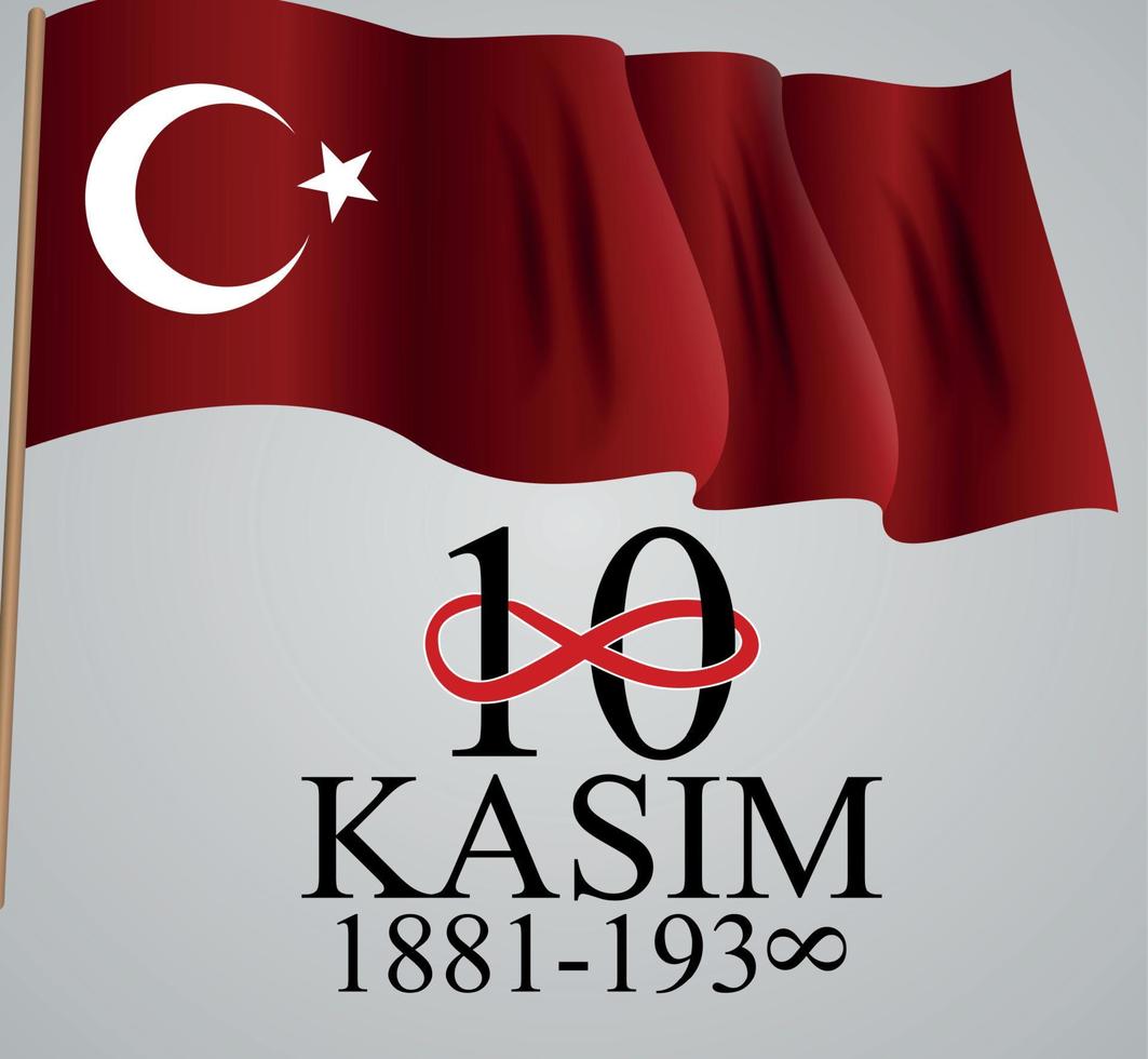 10 November founder of the Republic of Turkey Mustafa Kemal Ataturk death anniversary. November 10, vector