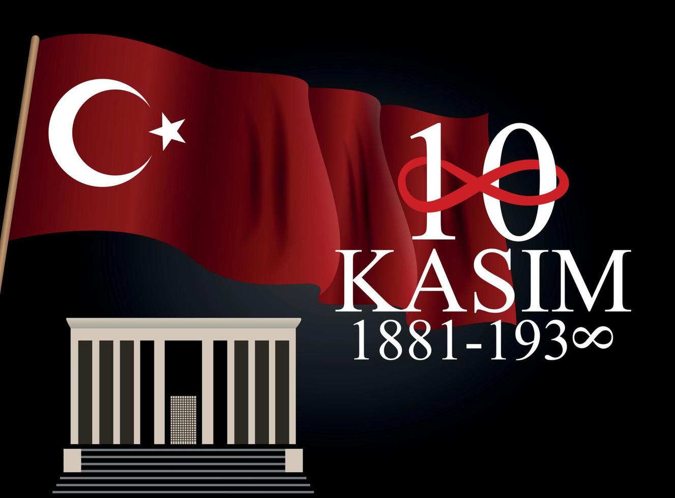 10 November founder of the Republic of Turkey Mustafa Kemal Ataturk death anniversary. November 10, vector