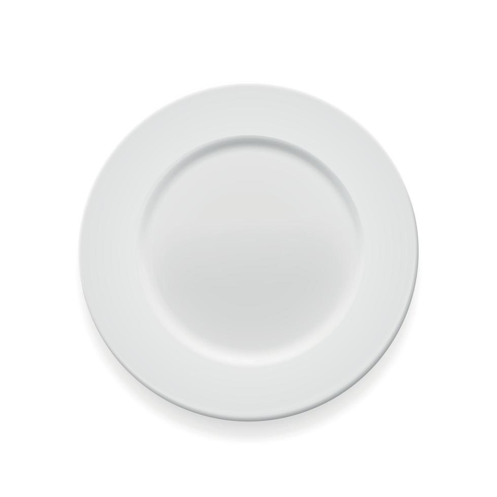 plato redondo blanco vacío sobre fondo blanco para su diseño. ilustración vectorial vector