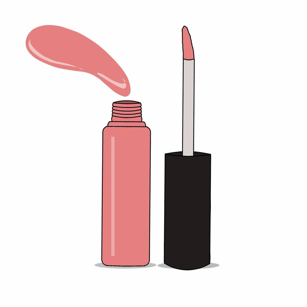 vector de lipstic o crema labial líquida de pétalos de rosa