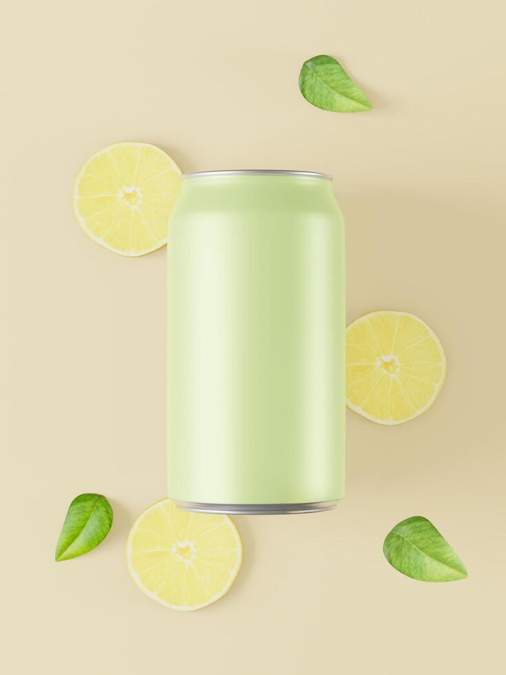 A cans used for containing lime juice with lime photo