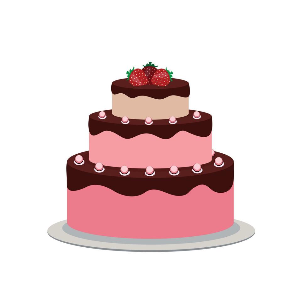 Birthday Cake Flat Icon for Your Design, Vector Illustration