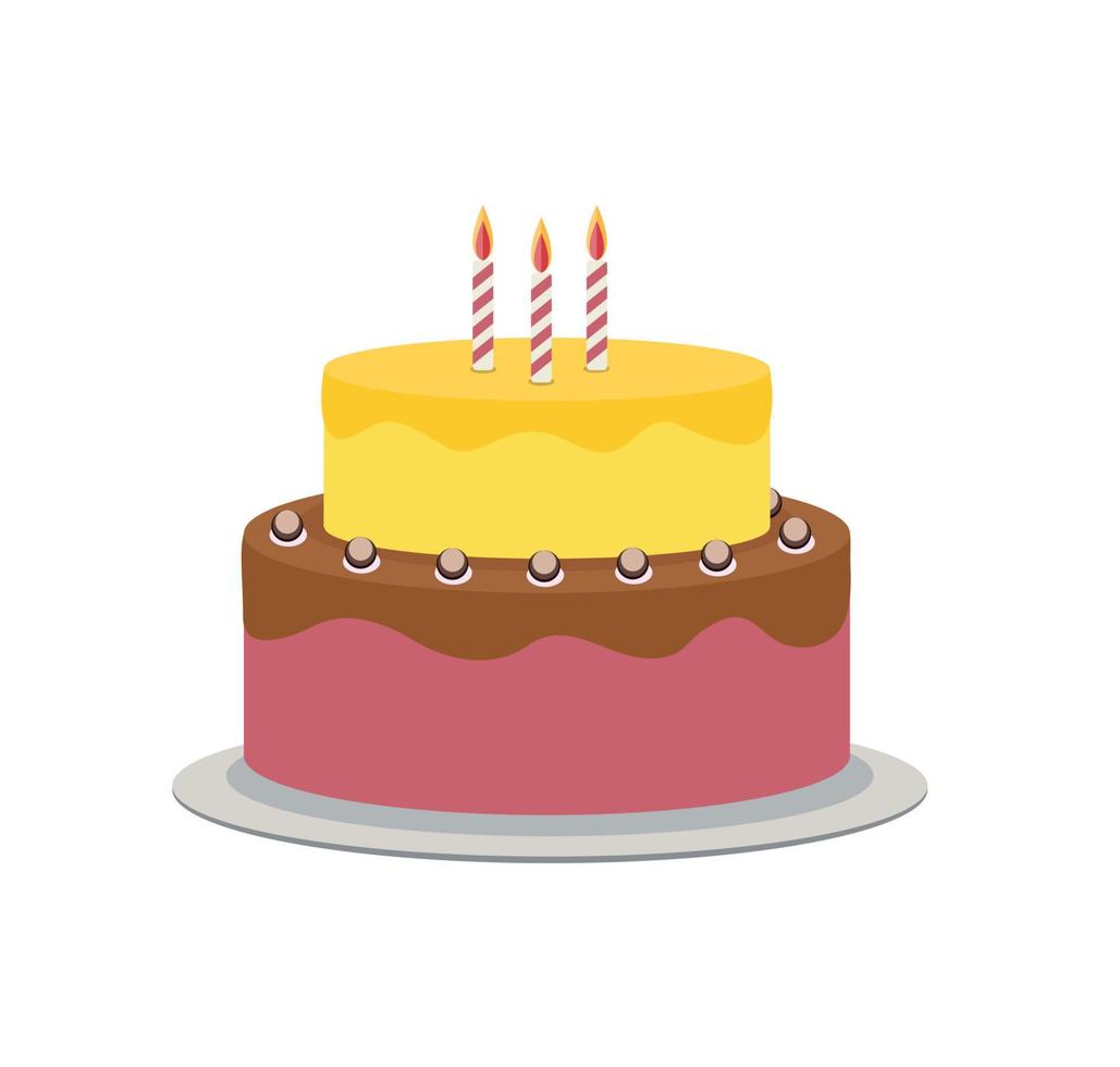 Birthday Cake Flat Icon for Your Design, Vector Illustration
