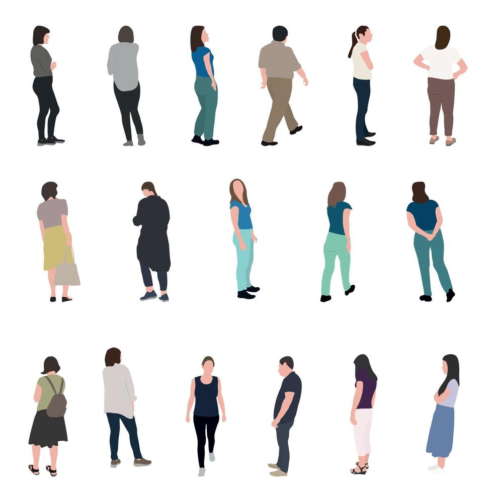 conjunto de silueta de personas que caminan. ilustración vectorial vector