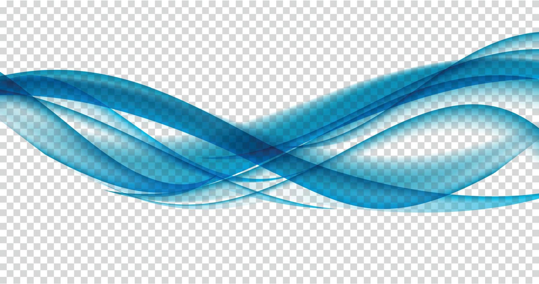 Abstract Blue Wave Set on Transparent  Background. Vector Illustration
