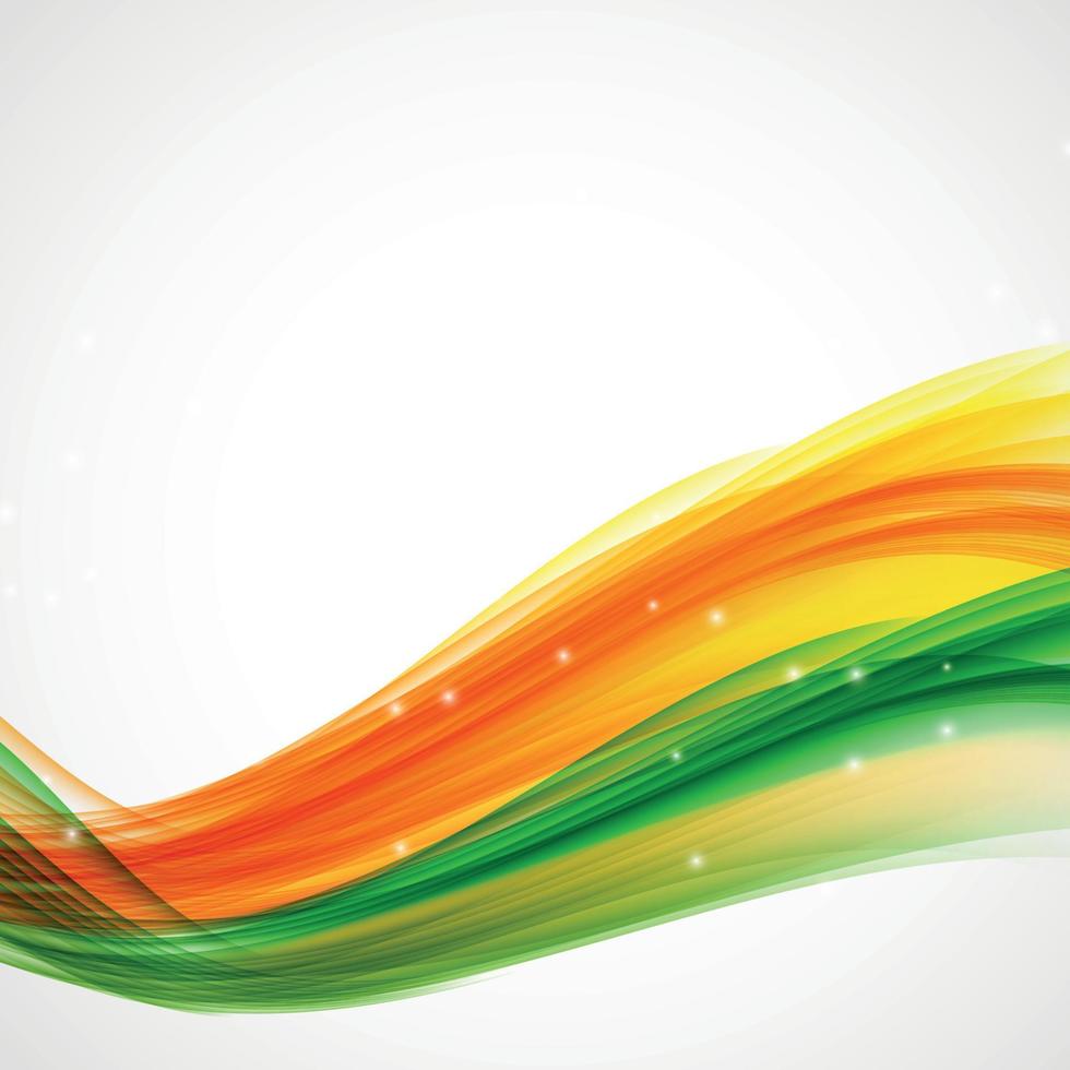 Abstract Green and Orange Wave on White Background. Vector Illustration