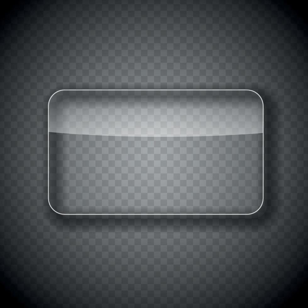 Glass Frame, Rectangular Button on Checkered  Abstract Transparent Background. Vector Illustration