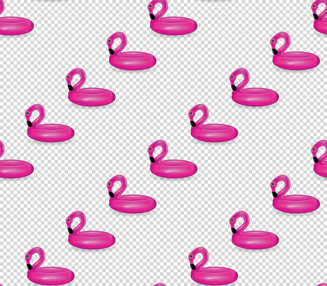 Inflatable circle for swimming and relaxing at sea pink flamingo inflatable on a transparent background. Vector Illustration