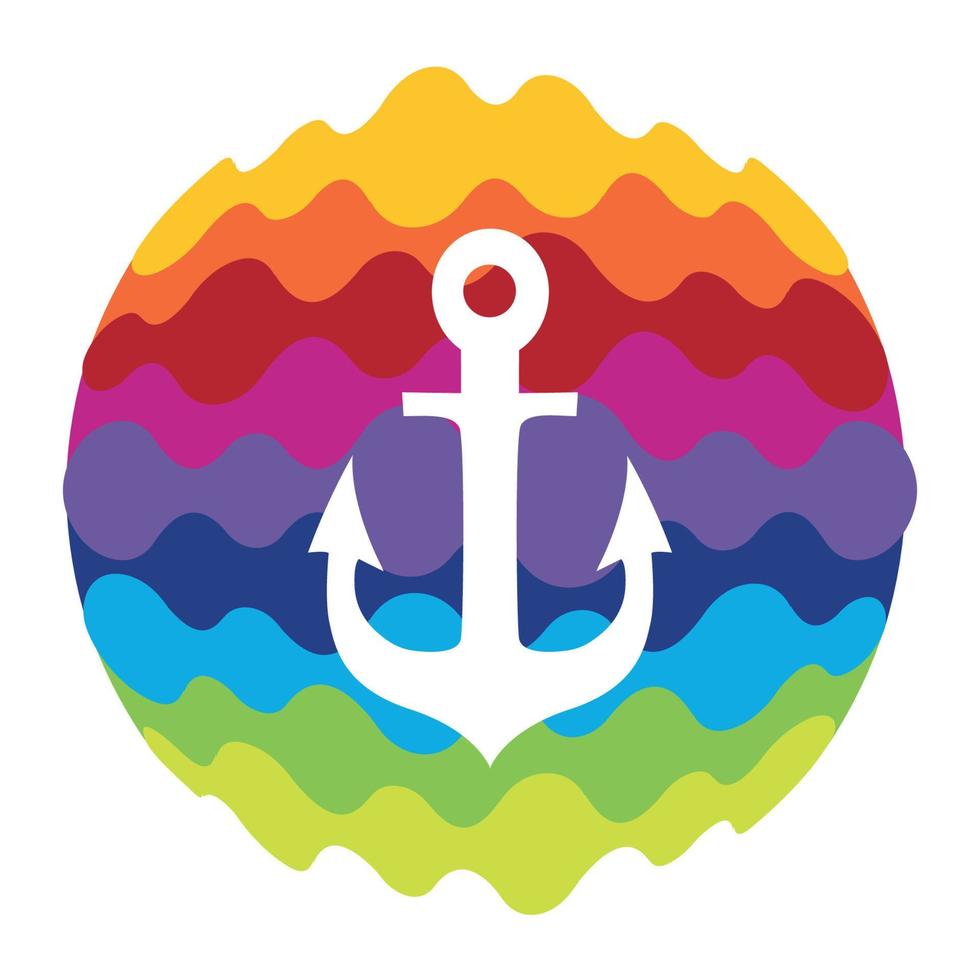 icono de color de arco iris de ancla de mar para aplicaciones móviles y web vector