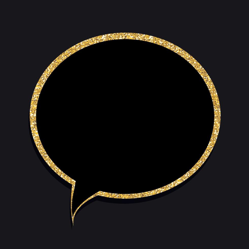 Speech Bubble Gold Glossy Background Vector Illustration