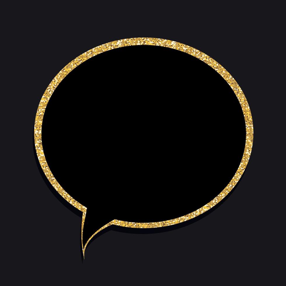 Speech Bubble Gold Glossy Background Vector Illustration