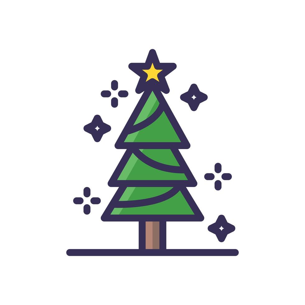 Christmas tree filled line style icon vector