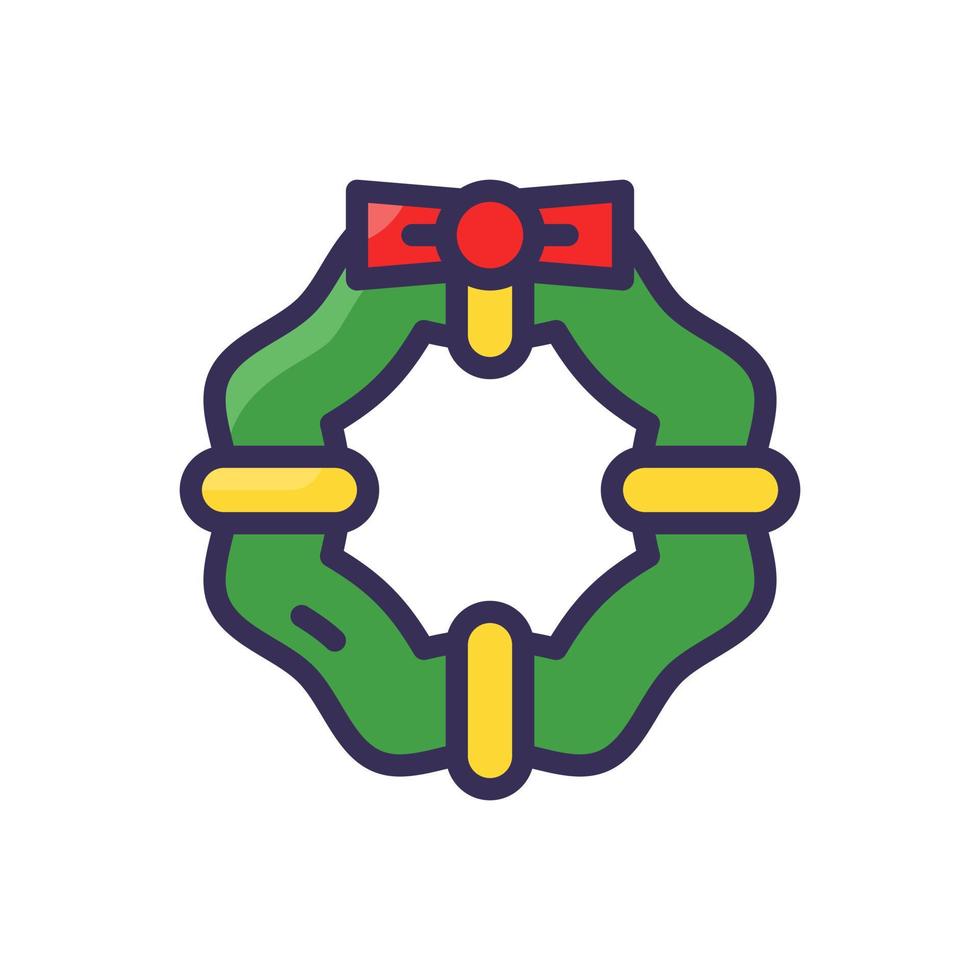 icono de estilo lleno de corona de navidad vector