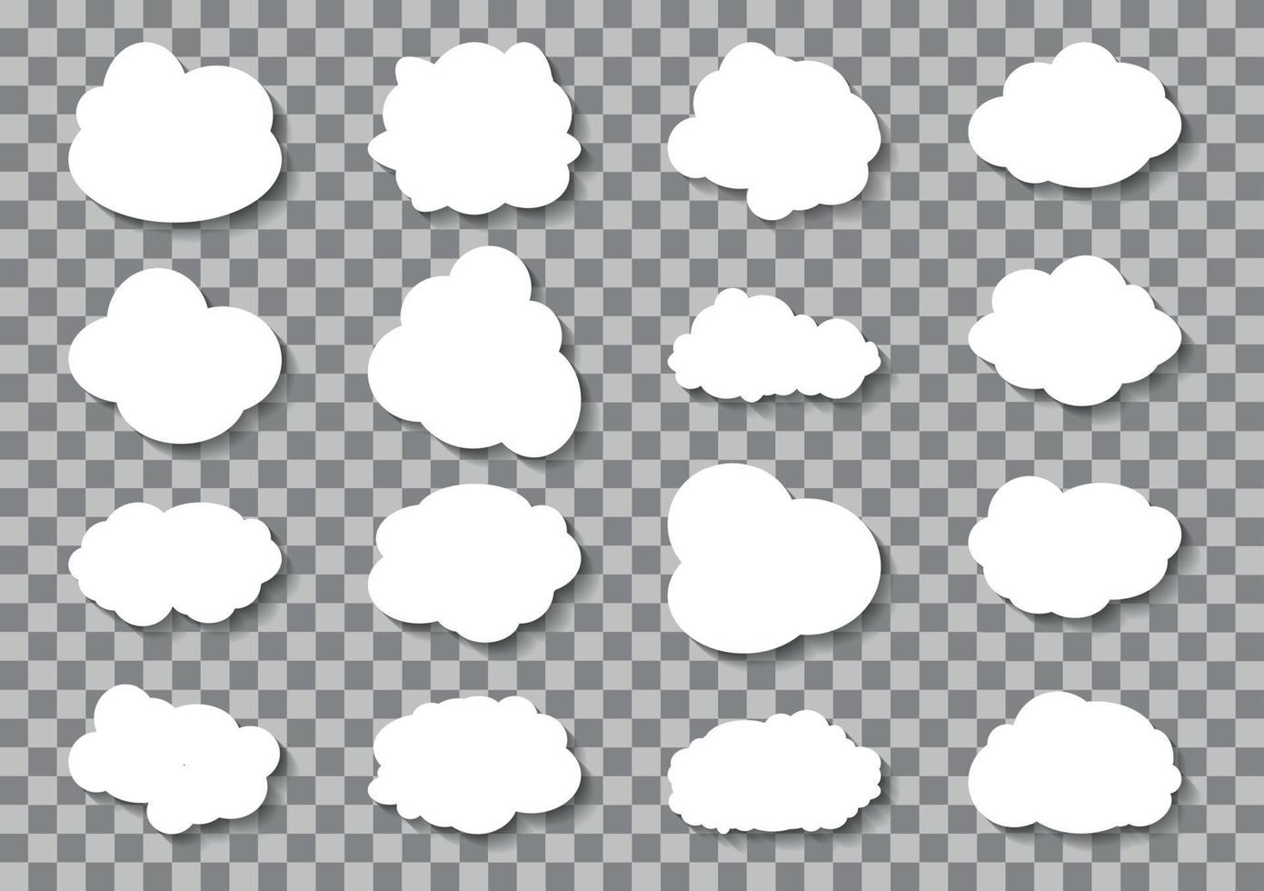 Set of different Cloud on transparent background. Vector Illustration