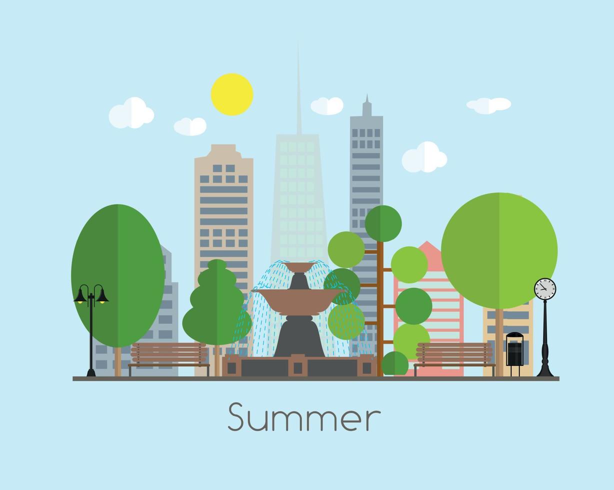 Summer Time Background in Modern Flat Design vector