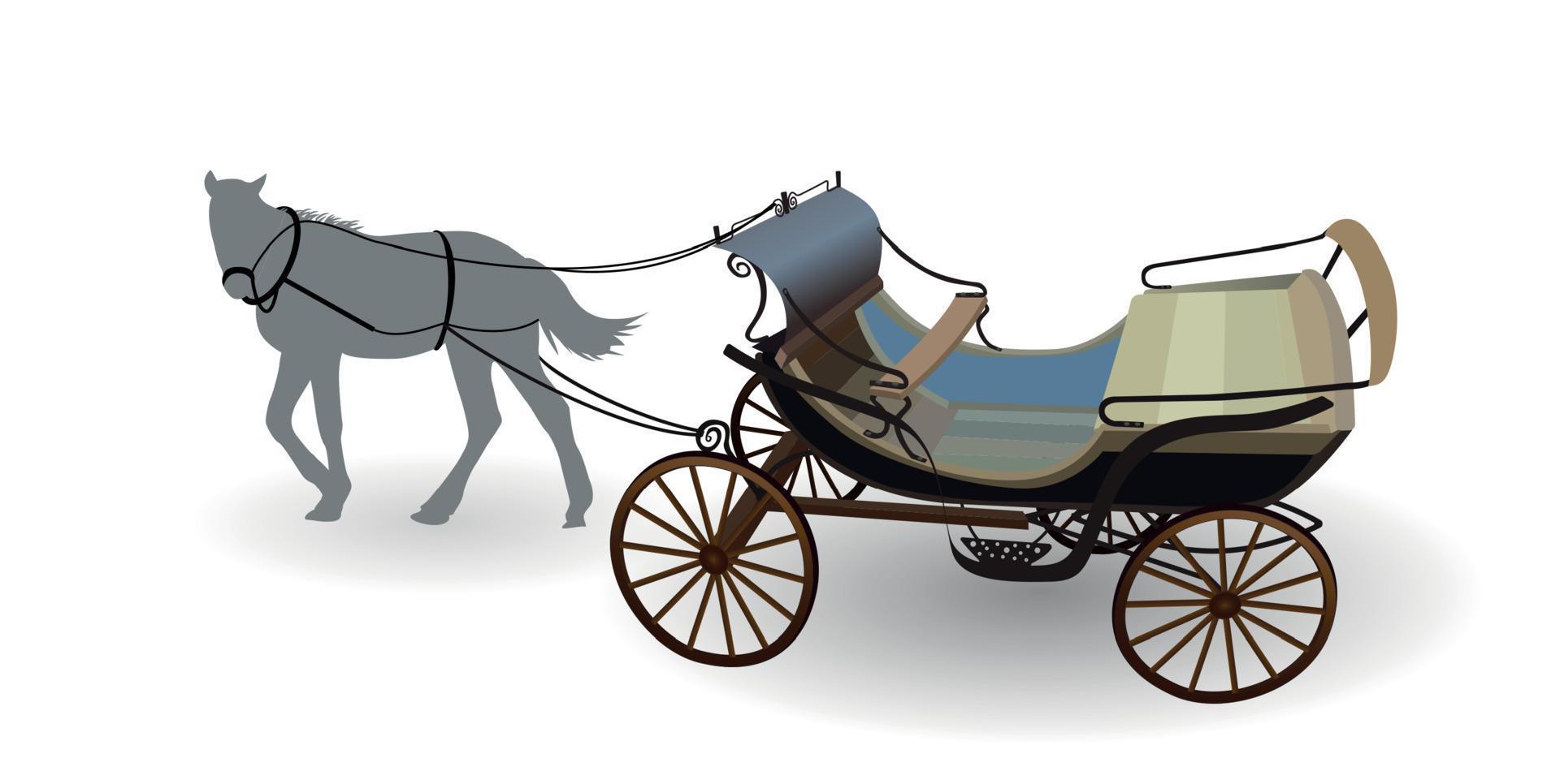 viejo carro para los caballos. aislado sobre fondo blanco. vector