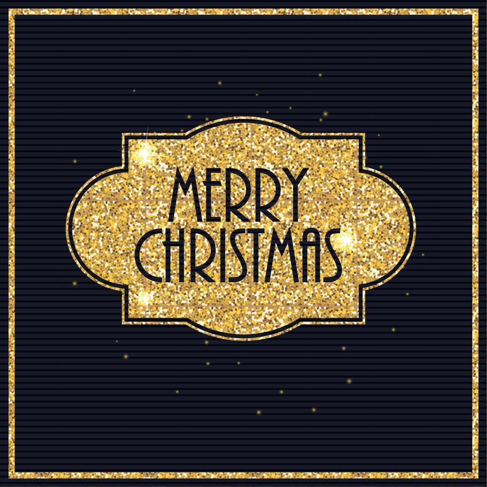 Abstract Christmas and New Year Background with Golden Shiny Frame. Vector Illustration
